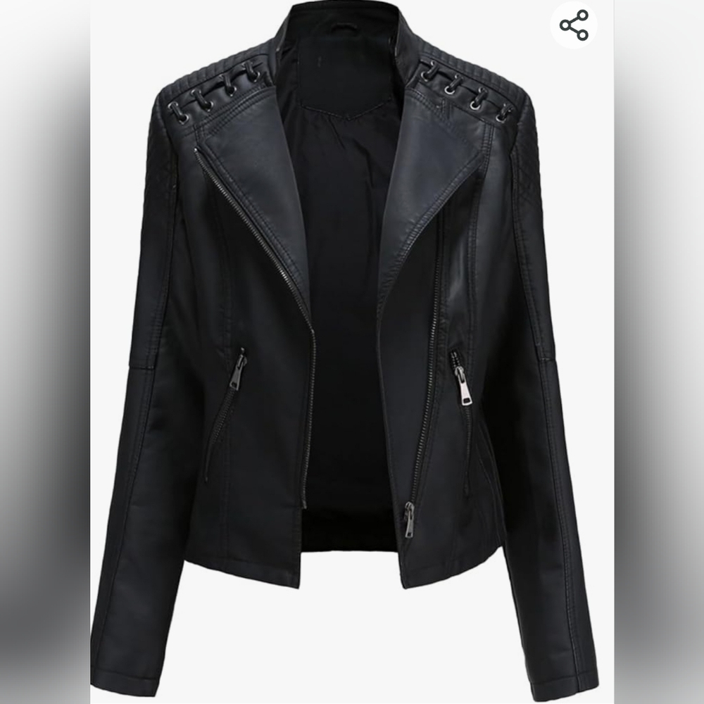 NWOT Size 3X Womens Faux leather cropped moto jacket